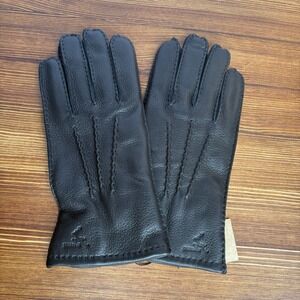 Real Deerskin Leather Gloves Black Size 8.5 Men Soft Dress Driving Lined New